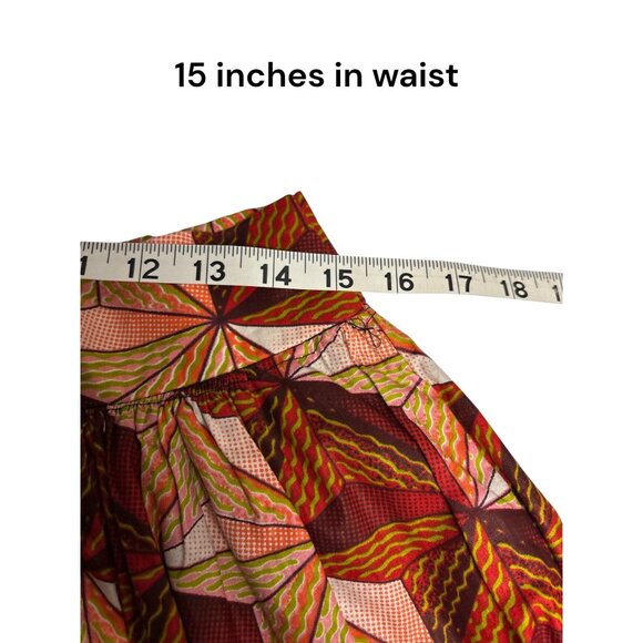 Trove Size 12 Geometric Print Skirt Red & Orange 100% Cotton Dutch Wax Coating - Picture 5 of 6